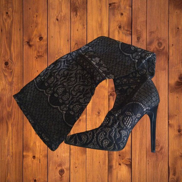 Steve Madden Tiffy Women's Size 9.5 Black Over the Knee Heeled Stiletto Boots - Picture 5 of 7